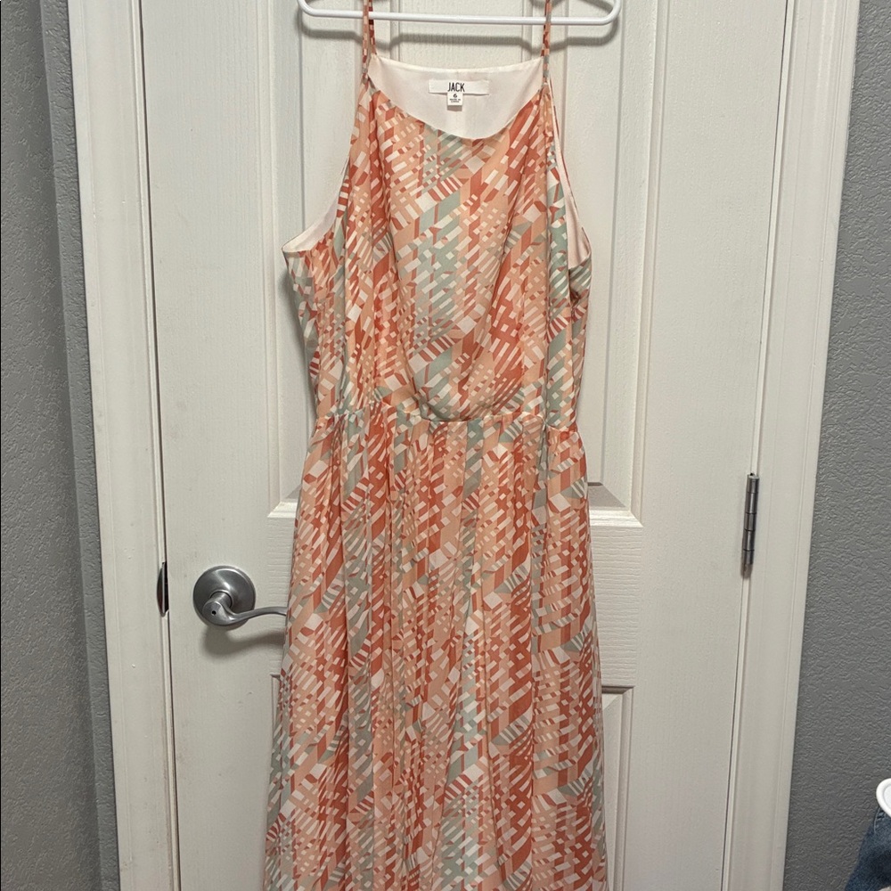 Jack by BB Dakota Geometric Peach and Blue Dress